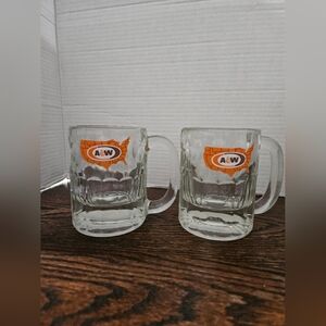 Vtg A&W Root Beer Short Glass Mug United States Logo Both Included In Price (B16